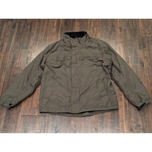 Chaps Jacket Mens XL Green Fleece Lined Ripstop‎ Zip Storm Flap Pockets Winter